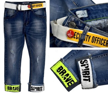 F26 Jeans modne SPODNIE z paskiem Wiosna - 122/128