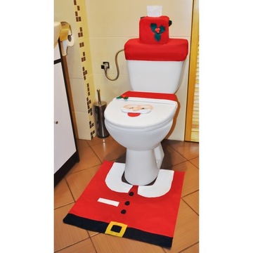 Рождественский набор для ванной, коврик для туалета, Санта-Клаус, чехол для Санта-Клауса, ванная комната