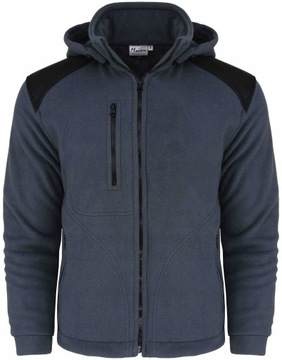 POLSKI Gruby Polar Bluza Męski Roboczy SZARY KAPTUR Solidny r. XL