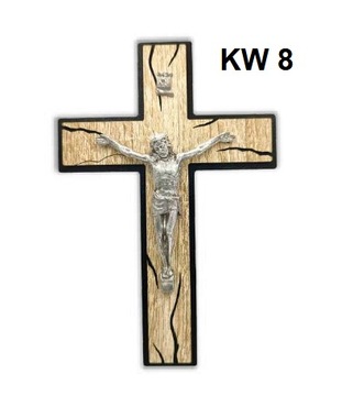 KRZYŻ WISZĄCY PASYJKA DREWNIANY * BEŻOWO - CZARNY * * BEZOWO - BIAŁY