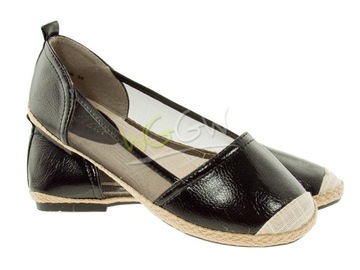 Slip On ESPADRYLE Czarne BALERINKI damskie 38