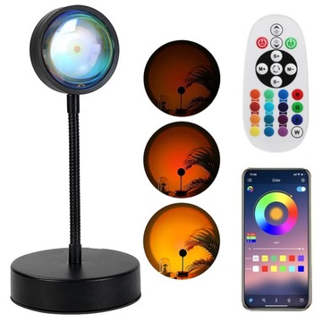 LAMPKA PROJEKTOR SUNSET LAMP RGB USB 10W KONTROLA APLIKACJI + PILOT