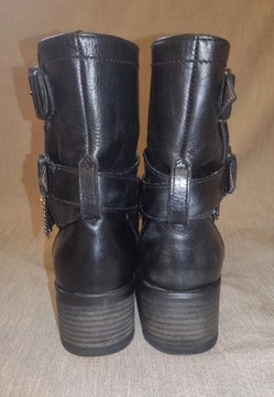 JANET & JANET modne skórzane czarne buty kozaki botki damskie 40