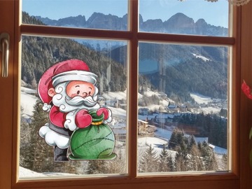 РОЖДЕСТВЕНСКАЯ наклейка на окно САНТА_4