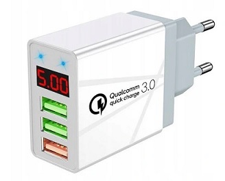 ŁADOWARKA SIECIOWA USB LED 3.1A QC 3.0 BIAŁA