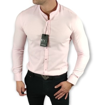 Koszula slim fit ze stójką różowa EGO01 - XXL