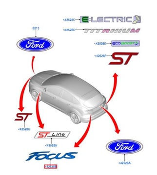 ЭМБЛЕМА FORD FOCUS Mk3 2012 (OE) 1765113 ЗАДНЯЯ