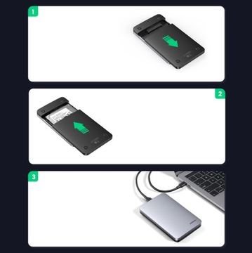 КОРПУС ДЛЯ HDD UGREEN 2,5 ДЮЙМА SATA 3.0 + КАБЕЛЬ USB C - USB A 0,5 М