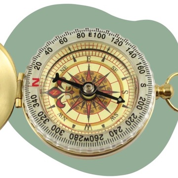 ЗОЛОТОЙ КАРМАННЫЙ КОМПАС, СВЕТЯЩИЙСЯ В ТЕМНОТЕ, СТАРЫЙ БРЕЛОК С КОМПАСОМ