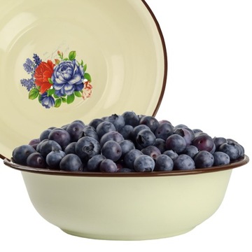 MISKA EMALIOWANA OKRĄGŁA 22 CM W KWIATY KUCHENNA NA ZUPĘ SAŁATKĘ