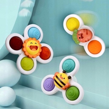 Zestaw 3 przyssawek Top Spinner Zabawka Kwiaty