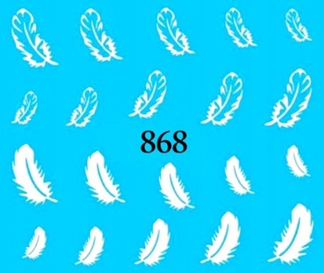 Naklejki wodne na paznokcie BIAŁE PIÓRKA - 868