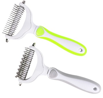 Матовая расческа TRIMER удаляет мертвую собачью шерсть.