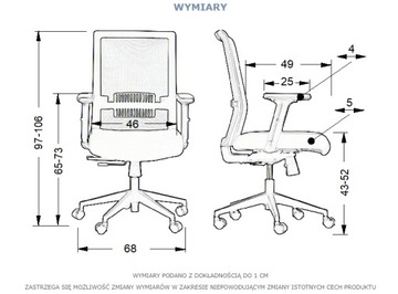 KRZESŁO ERGONOMICZNE RIVERTON Z REGULACJĄ GŁĘBOKOŚCI SIEDZISKA BHP