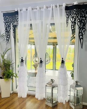 FIRANA GOTOWA DOLLY ZASŁONY FALBANY BIAŁE 145X250 KÓŁKA PRZELOTKI WOAL