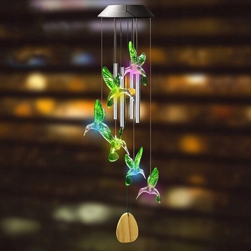 СОЛНЕЧНАЯ САДОВАЯ ЛАМПА-ГИРЛЯНДИЯ ПОДВЕСНАЯ СВЕТОДИОДНАЯ РАЗНОЦВЕТНАЯ ПТИЦА HUMMINBRA