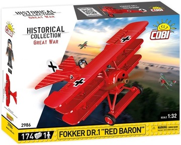COBI 2986 NIEMIECKI SAMOLOT FOKKER DR.1 RED BARON