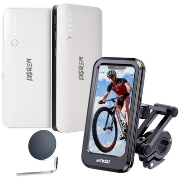 MOCNY UCHWYT REGULOWANY ROWEROWY NA TELEFON+POWER BANK POWERBANK 20000 mAh