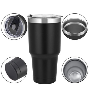 KUBEK TERMICZNY NA WODĘ TERMOS SAMOCHOD ZE STALI NIERDZEWNEJ Z SŁOMKĄ 30OZ