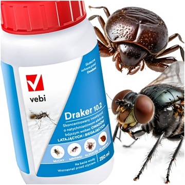 Silny Środek Owadobójczy muchy , owady latające Draker 250ml 30ml/1l wody