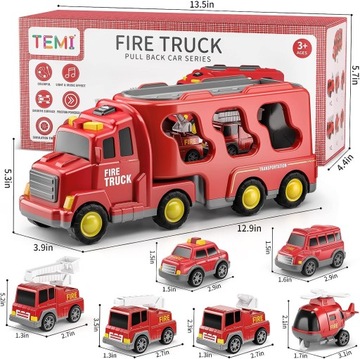 STRAŻ WÓZ STRAŻACKI POŻARNA NAPĘD SAMOCHÓD ZABAWK Z ŚWIATŁO MUZYKA DUŻY 7W1