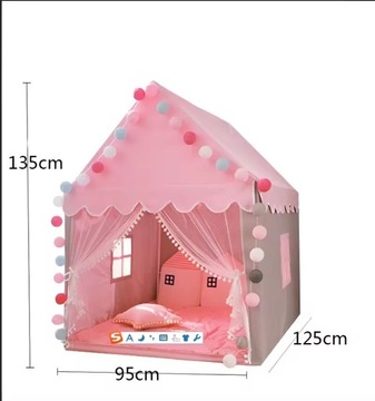 Детский домик-палатка-замок-дворец для домашней садовой комнаты + светодиодные розовые фонари