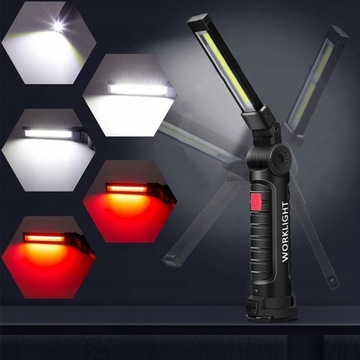 МОЩНАЯ ЛАМПА ДЛЯ МАСТЕРСКОЙ, СВЕТОДИОДНЫЙ КРЮК, МАГНИТ, ПЕРЕЗАРЯЖАЕМЫЙ USB, 2x COB