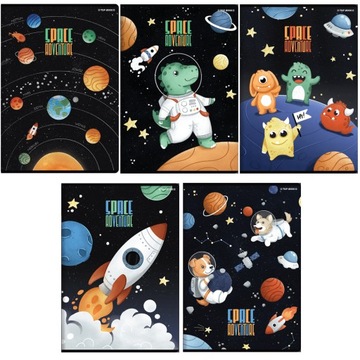 5x ZESZYT TOP 2000 A5 - KAŻDY INNY, 32 KARTKI, TRZYLINIA, SPACE ADVENTURE