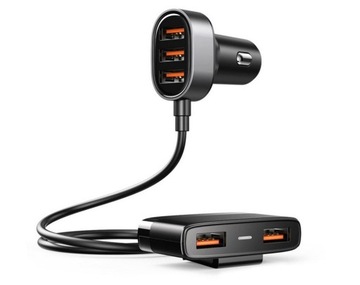 JOYROOM SZYBKA ŁADOWARKA SAMOCHODOWA 5X USB 6,2 A Z PRZEDŁUŻACZEM