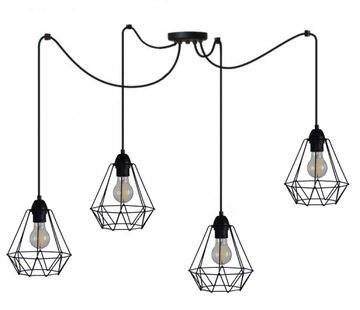 ŻYRANDOL LAMPA WISZĄCA SUFITOWA PLAFON LED E27 LOFT PAJĄK DRUCIAK SALON