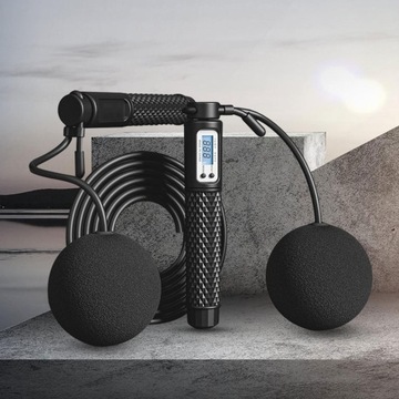 Ważona bezprzewodowa skakanka z licznikiem B Czarna lina o długości 3 m