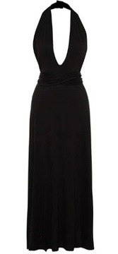 W5282 Trendyol Czarna dzianinowa sukienka plażowa Maxi R.38