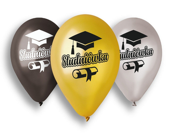 Balony 33cm nadruk STUDNIÓWKA biret dyplom 5szt