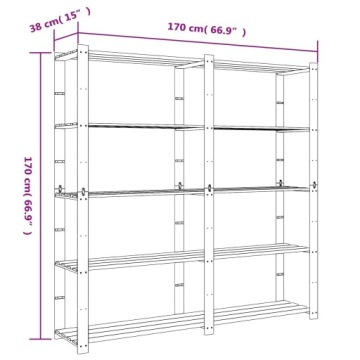 vidaXL Книжный шкаф с 5 полками, черный, 170x38x170 см, массив сосны
