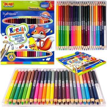 Двухсторонние треугольные мелки, 24/48 цветов. Бамбино.