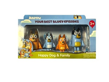 Zestaw 4 figurek z bajki BLUEY Z RODZINĄ 4 sztuki Bingo Blue
