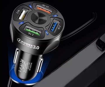 АВТОМОБИЛЬНОЕ ЗАРЯДНОЕ УСТРОЙСТВО USB FAST LIGHTER 4X USB-НАБОР С КАБЕЛЕМ USB-C