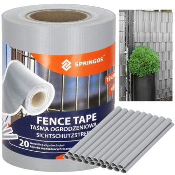 ЛЕНТА ДЛЯ ЗАБОРА 19х35м СЕРАЯ ПОКРЫТИЕ ДЛЯ ПАНЕЛЬНОГО ЗАБОРА ЗАБОРА + ЗАЖИМЫ