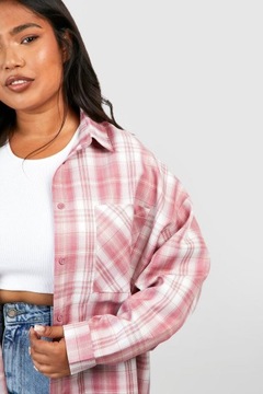 3B0B24 P26 BOOHOO PLUS RÓŻOWA KOSZULA OVERSIZE W KRATĘ XXL