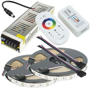 Zestaw taśmy LED kolor RGB 144W 10m 12V pilot doty