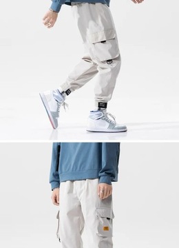 2023 Hip Hop Ribbons Cargo Pants Men Joggers Pants