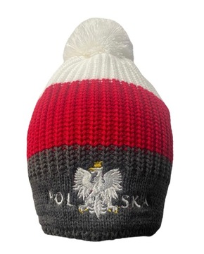 CZAPKA ZIMOWA *POLSKA* pompon POLAR TERMOAKTYWNY, DLA KIBICA