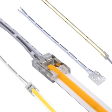 ZŁĄCZKA ŁĄCZNIK JEDNOSTRONNY Z PRZEWODEM DO TAŚM LED COB 8mm IP20