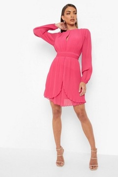 Boohoo różowa plisowana sukienka mini używana 42