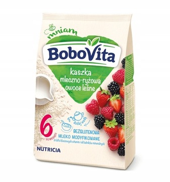 BOBOVITA KASZKA MLECZNO-RYŻOWA BEZGLUTENOWA OWOCE LEŚNE 6M+ 230G