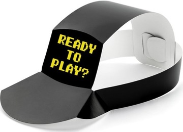 CZAPECZKI papierowe URODZINOWE GAMER READY TO PLAY czarne 6 szt