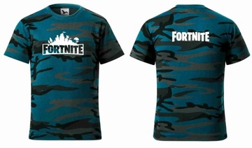 Koszulka FORTNITE niebieski moro 158