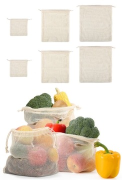 WORECZKI ZERO WASTE NA ZAKUPY EKO SIATKI 6 SZTUK