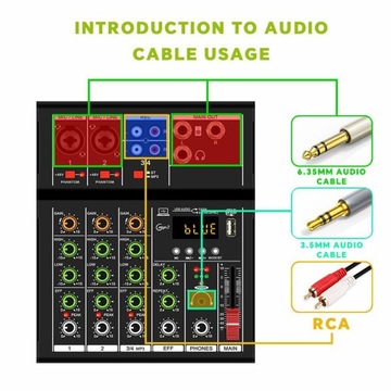 Studio Audio Mixer, 4-канальный аналоговый микшер, портативный ревербератор, черный