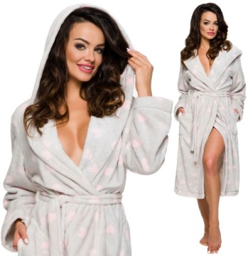 DŁUGI CIEPŁY PUCHOWY DAMSKI SZLAFROK PODOMKA L